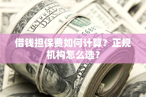 北京借钱担保费如何计算？正规机构怎么选？